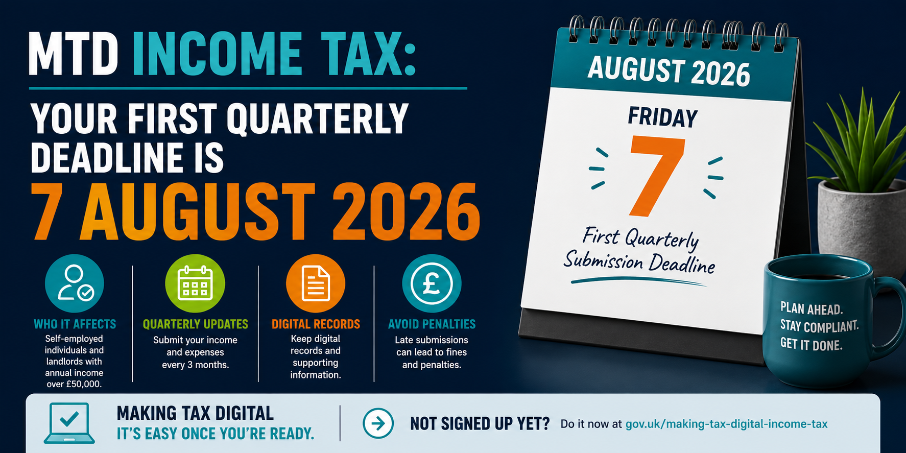 MTD Income Tax: Your First Quarterly Deadline is 7 August 2026